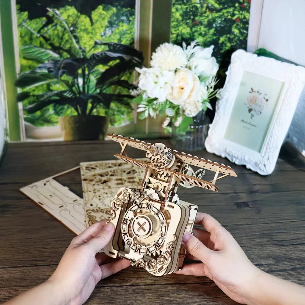 mon puzzle 3d  Puzzle 3D bois avion horloge vintage