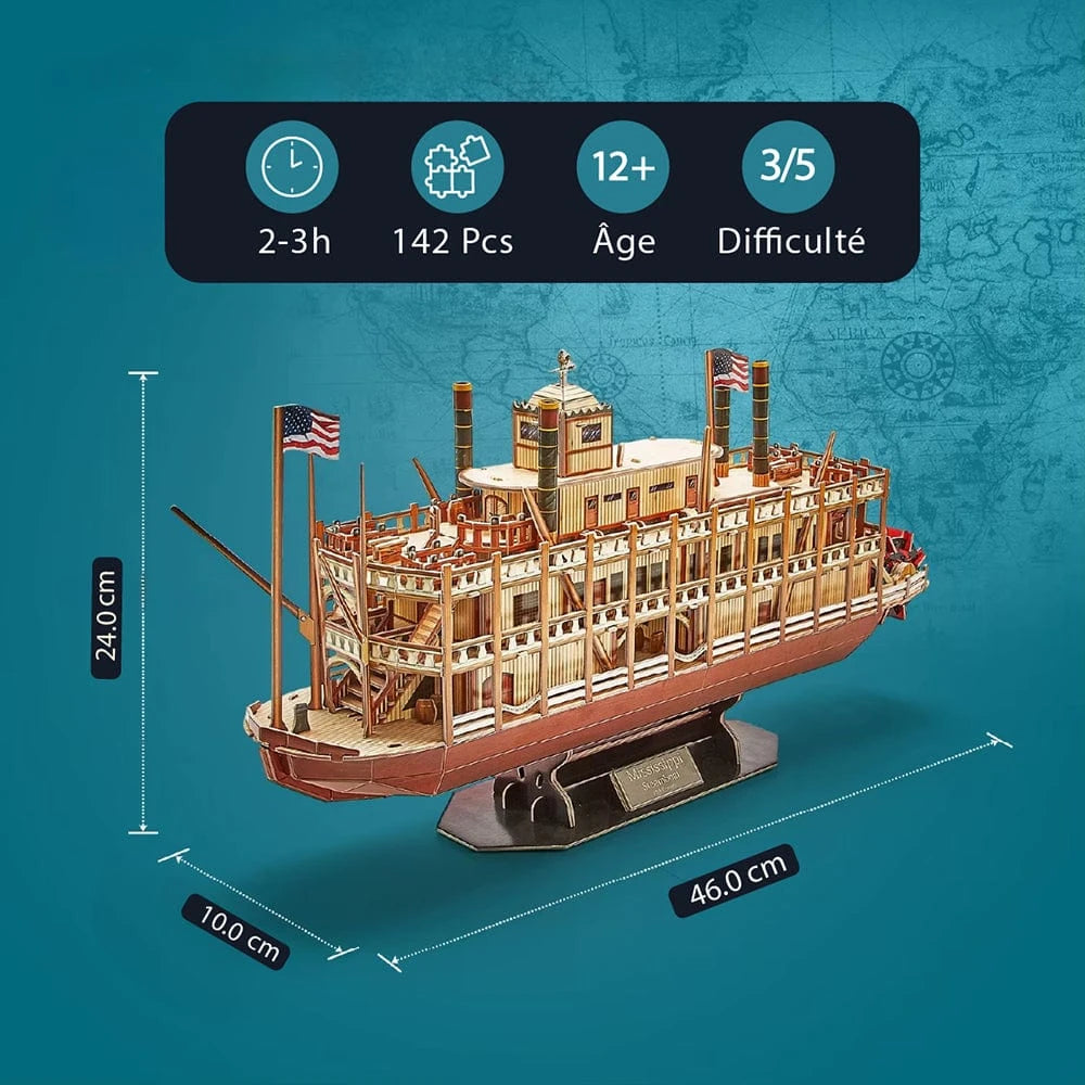 mon puzzle 3d  Puzzle 3D bois bateau Mississippi