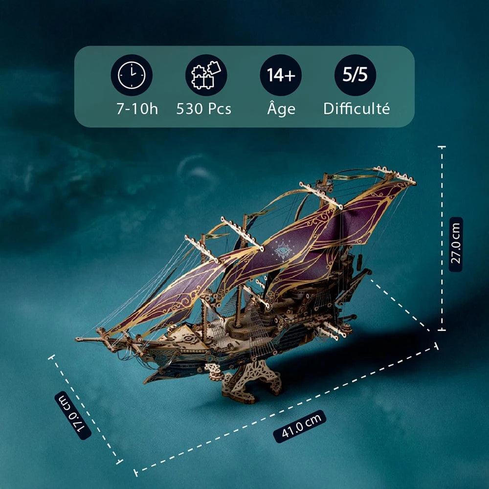 mon puzzle 3d  Violet Puzzle 3D bois bateau - Vaisseau Mystique