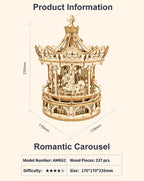 mon puzzle 3d  Puzzle 3D Bois Carrousel Rotatif Musical