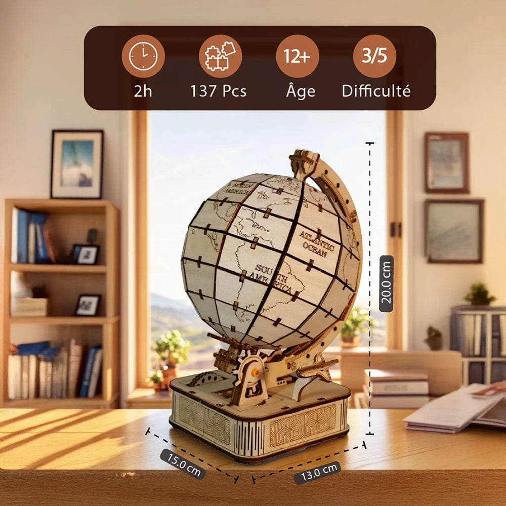 mon puzzle 3d  Puzzle 3D Bois Globe Classique