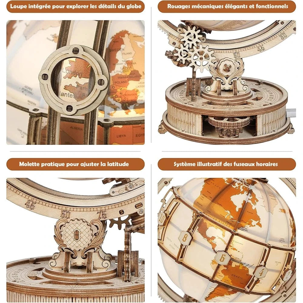 mon puzzle 3d  Puzzle 3D Bois Globe Mécanique
