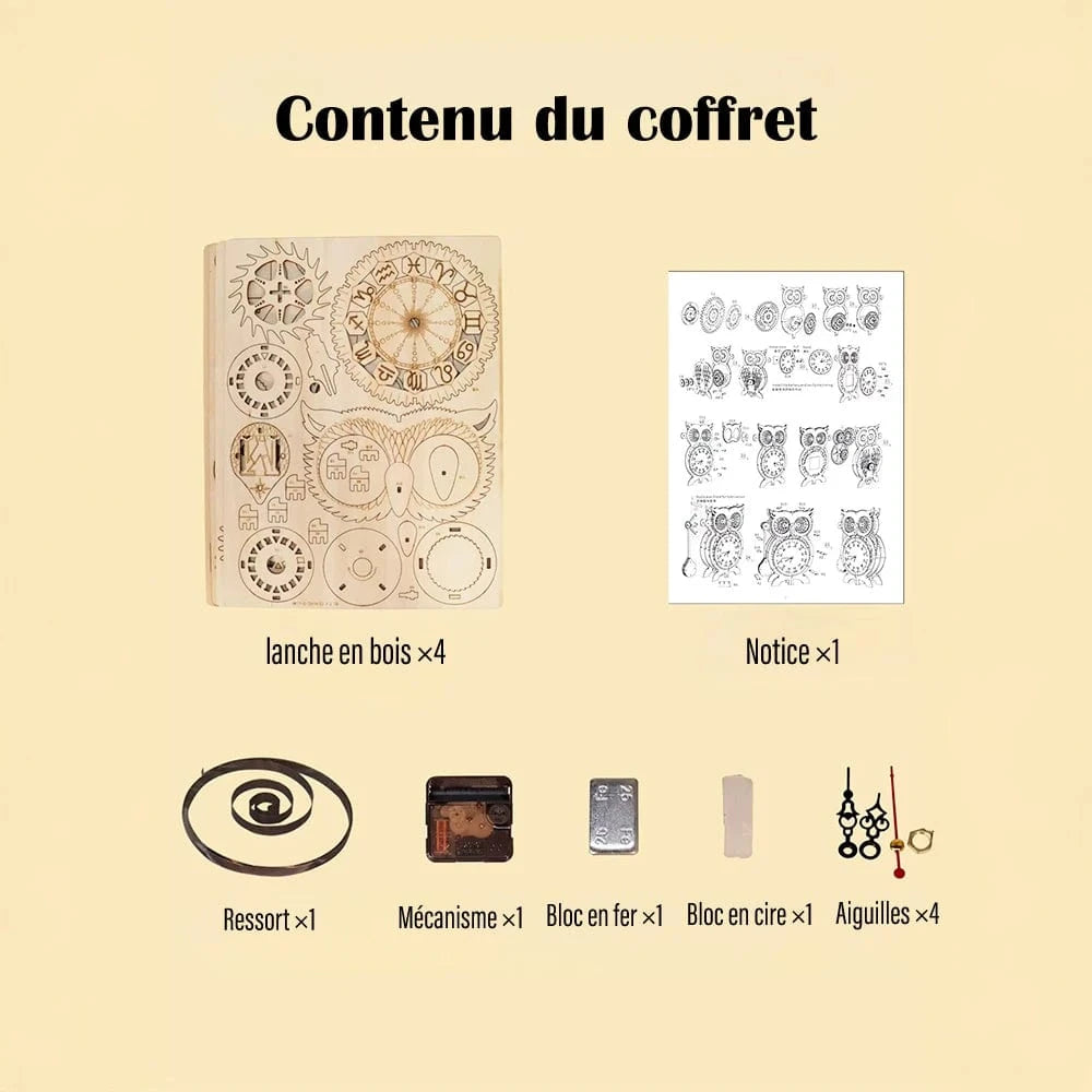 mon puzzle 3d  Puzzle 3D Bois Horloge Hibou