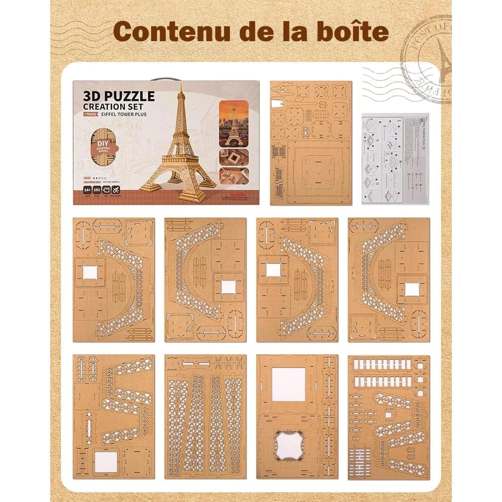 mon puzzle 3d  Puzzle 3D bois Tour Eiffel Classique
