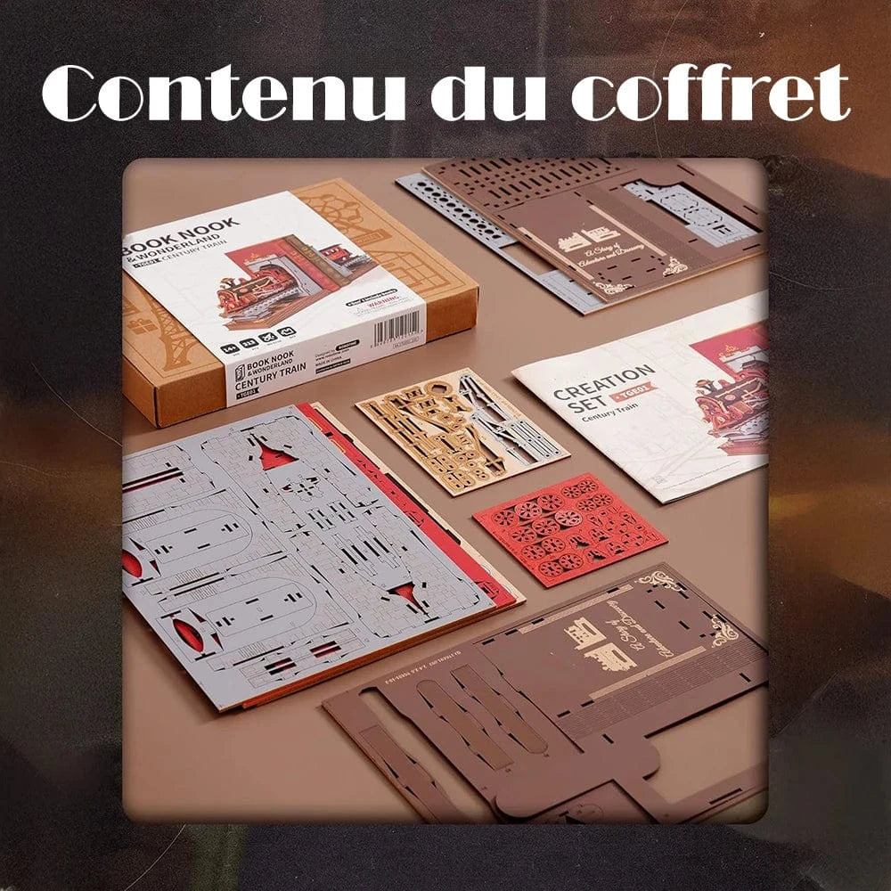 mon puzzle 3d  Puzzle 3D bois train bibliothèque