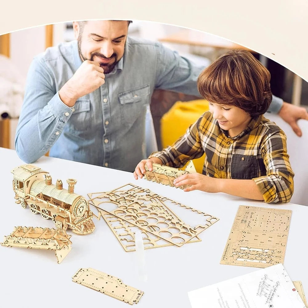 mon puzzle 3d  Puzzle 3D bois train - Locomotive à vapeur