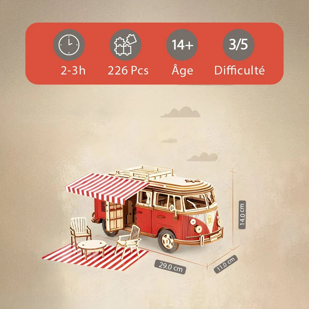 mon puzzle 3d  Puzzle 3D bois Voiture Van Vintage