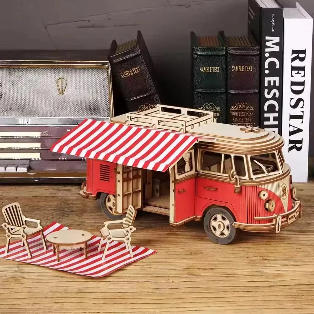 mon puzzle 3d  Puzzle 3D bois Voiture Van Vintage