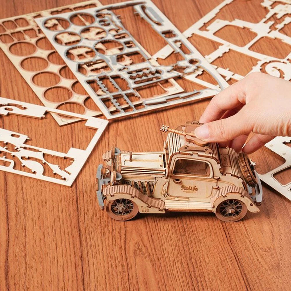 mon puzzle 3d  Puzzle 3D bois Voiture vintage