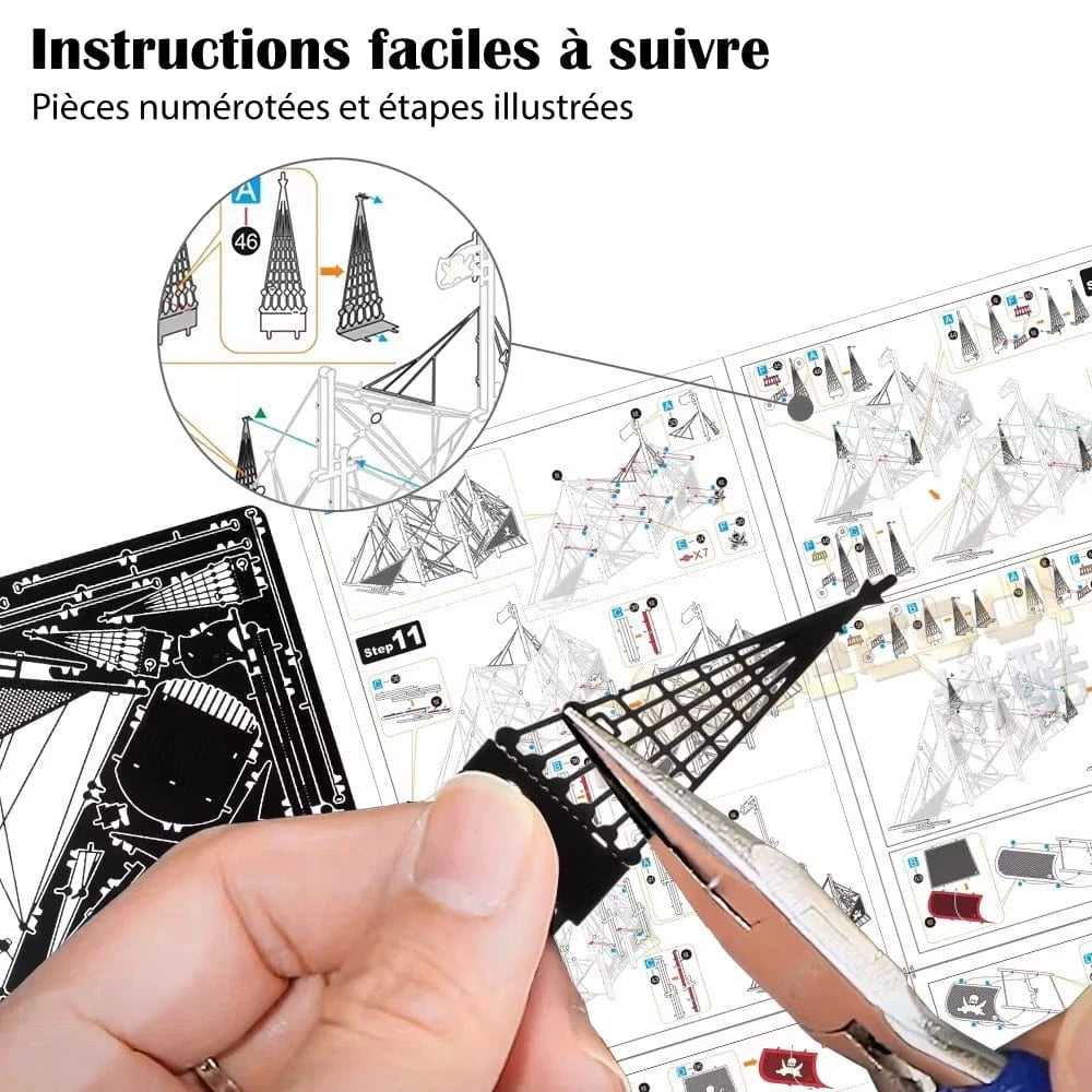 mon puzzle 3d  Puzzle 3D metal Bateau pirate - Maquette noire et or