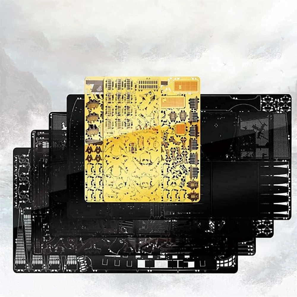 mon puzzle 3d  Puzzle 3D metal Bateau pirate - Maquette noire et or