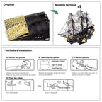 mon puzzle 3d  Puzzle 3D metal Bateau pirate - Maquette noire et or