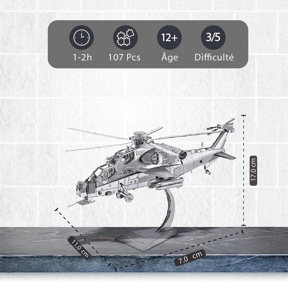 mon puzzle 3d  Puzzle 3D Métal – Hélicoptère d’Assaut Tactique