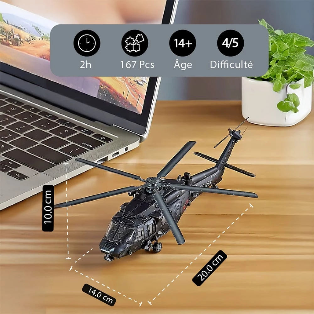 mon puzzle 3d  Puzzle 3D mètal Hélicoptère militaire - Black Hawk