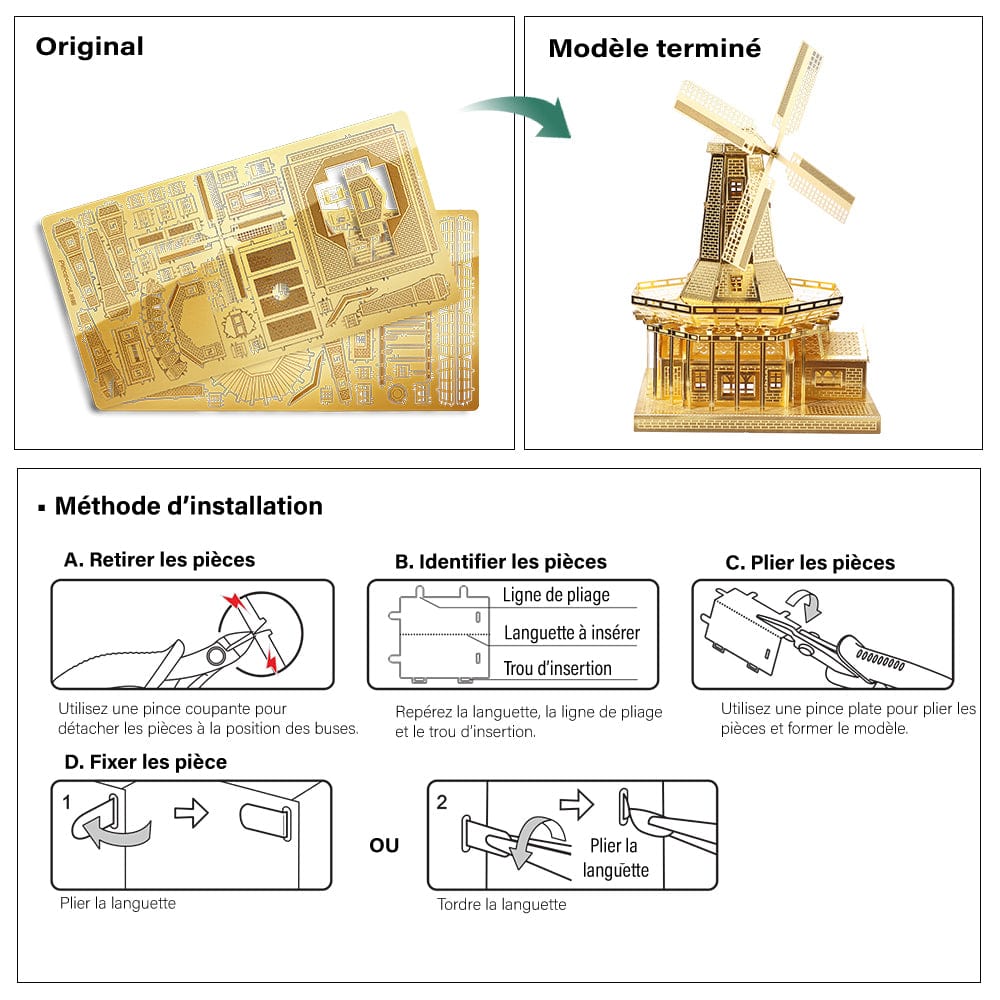 mon puzzle 3d  Puzzle 3D Métal Moulin Hollandais