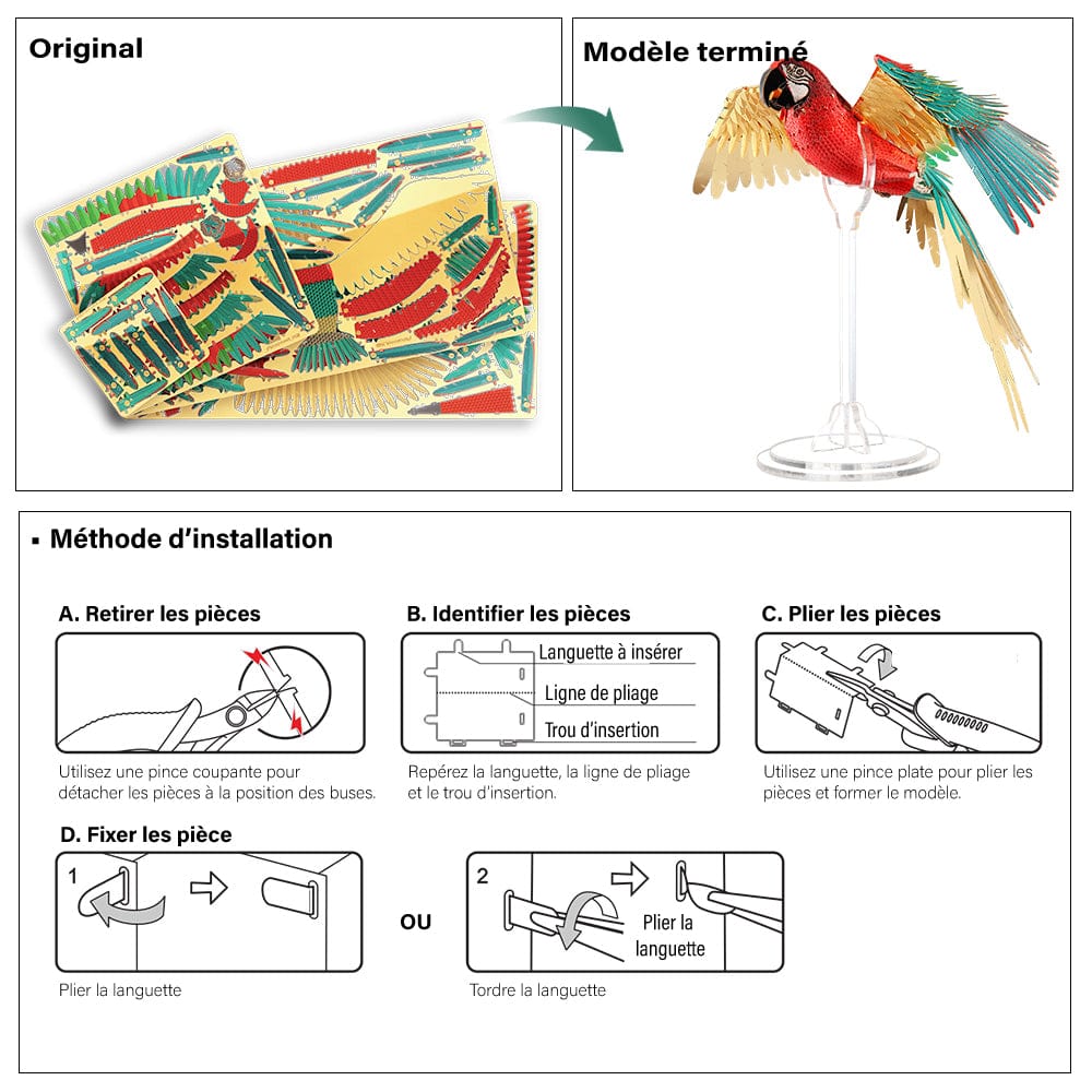 mon puzzle 3d  Puzzle 3D Métal perroquet