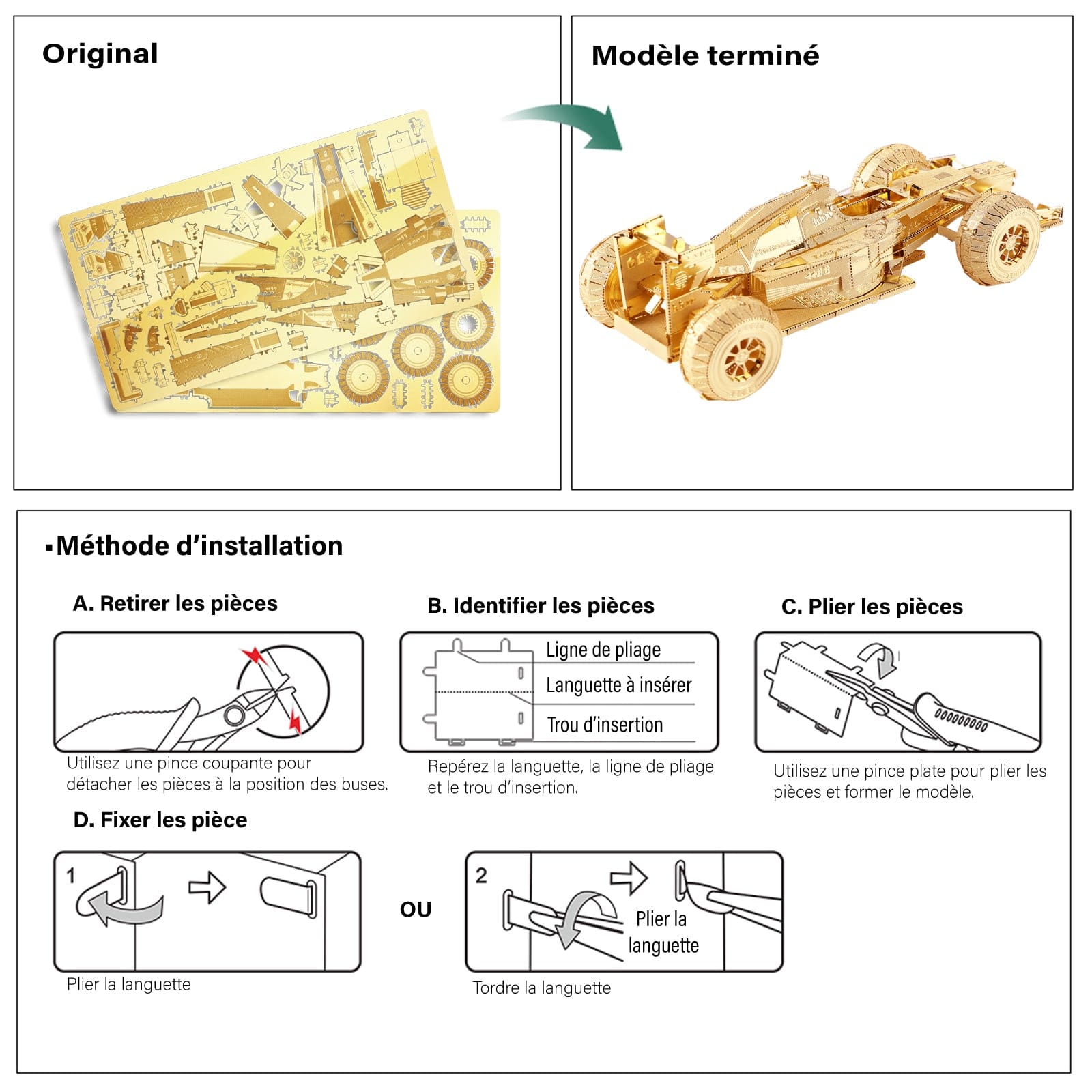 mon puzzle 3d  Puzzle 3D Métal Voiture de Course